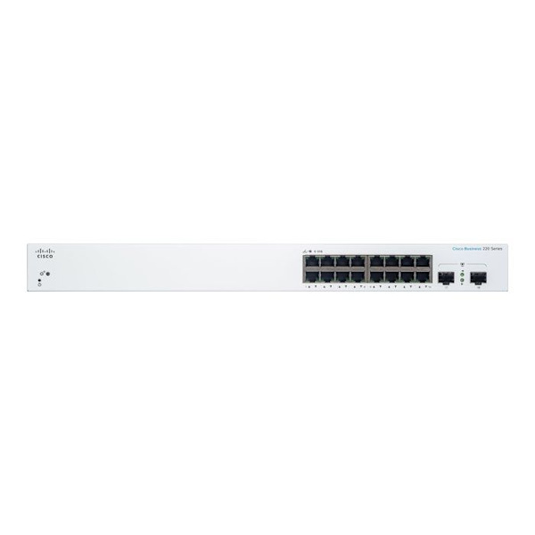 Kytkin - Cisco - CBS220-16T-2G-EU - 16 porttia GE - 2x1G SFP - Älykäs