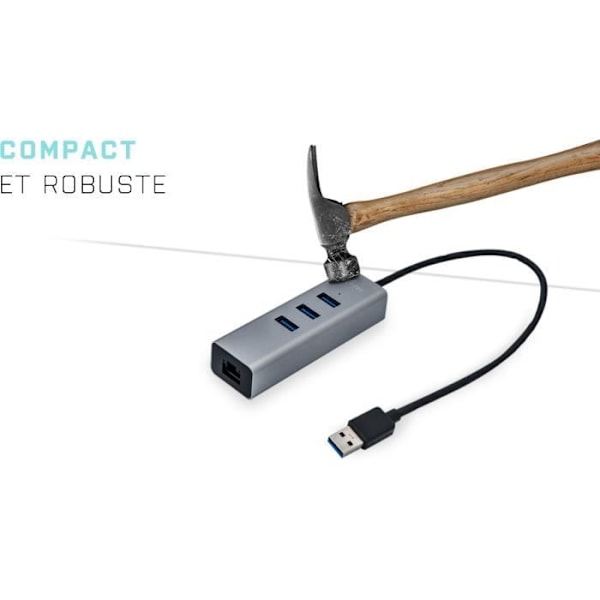 i-tec - USB 3.0 -metallinen 3-porttinen USB-keskitin Gigabit Ethernetillä