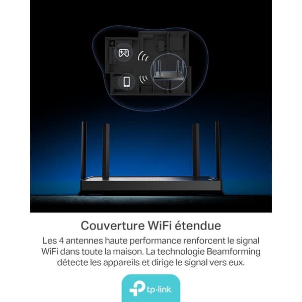 Dual-Band WiFi Router - TP-Link - BE3600 - 3,6 Gbit/s - 2,5G Multi-Gigabit-portar - Svart