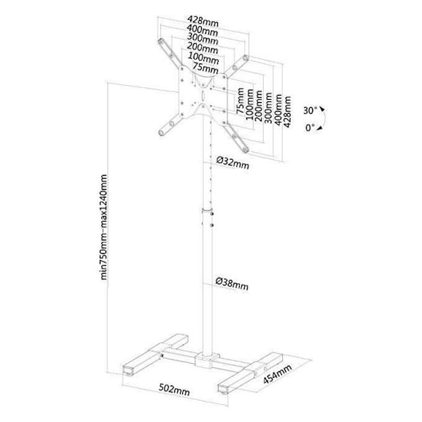 NEWSTAR NS-FS100BLACK näyttöteline - 106,7 cm (42") - Kantavuus 25 kg - 160 cm x leveys 50,2 cm x syvyys 45,4 cm