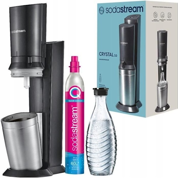 Sodavandsmaskine - Sodastream - Krystal 3.0 - Sort - 0,6 l glaskaraffel - Rapid CO2 sort