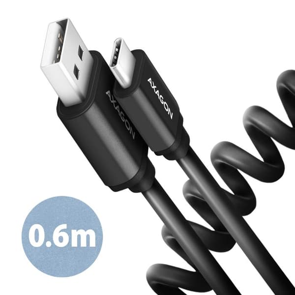 USB-C till USB-A-kabel - AXAGON - BUCM-AM10TB - Svart - USB 2.0 - Datatransmission