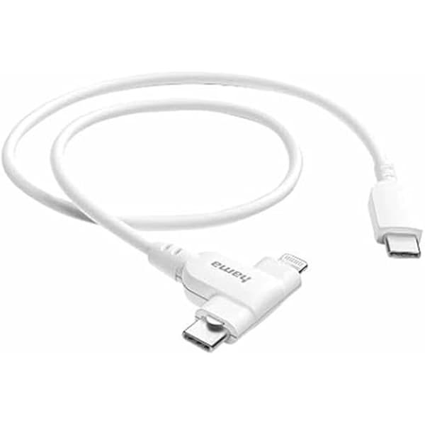 Laddkabel 2 i 1 - HAMA - USB-C och Lightning - 1,5 m - MFI - Snabbladdning