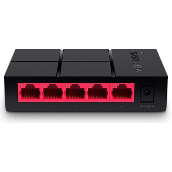 Switch Ethernet Gigabit 5 portar - Mercusys - MS105G - Automatisk förhandling - Automatisk MDI/MDIX - Plug and Play Svart