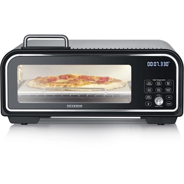 Pizzauuni - SEVERIN - PG8575 - 2000 W - 18 L - Pizzakivi Ø29 cm - Säädettävä lämpötila sort
