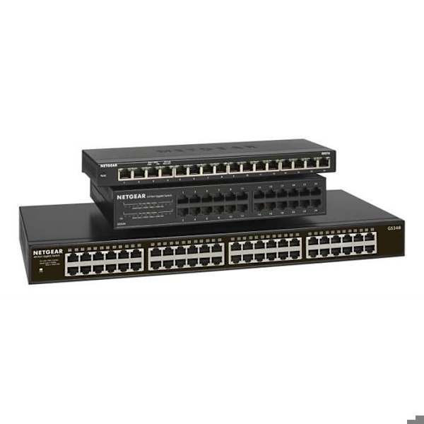 Switch - NETGEAR - GS348-100EUS - 48 porte 10/100/1000 RJ45 - Ikke administrerbar - Gigabit Ethernet