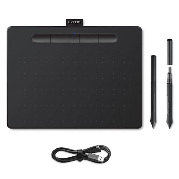 Wacom Intuos M Bluetooth-grafikplatta - Trådbunden och trådlös - 216 x 135 mm - USB-Bluetooth - 0,25 mm penna Svart