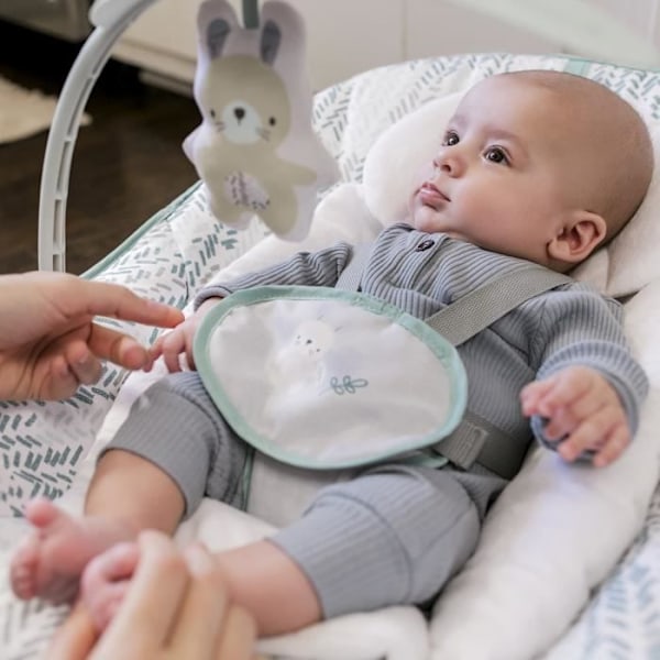 INGENUITY Transat baby rocker evolutive 3-i-1 Hold Cozy -Gran- 3 Positioner: bue med aftagelige bamselegetøj, 0 til 30 måneder hvid