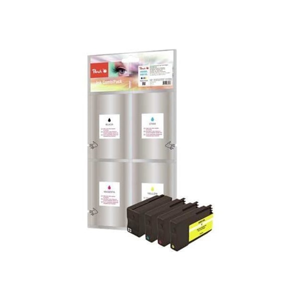 Peach Spar Pack Pakke med 4 XL Kapacitet sort, gul, cyan, magenta blækpatron (alternativ til: HP 951XL, HP 950XL) til HP...