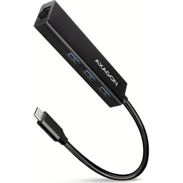 Axagon USB-C, 3 x USB-A, Gbit-LAN, musta - HMC-GL3A