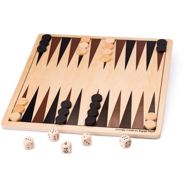 Bigjigs backgammon Brunt och beige