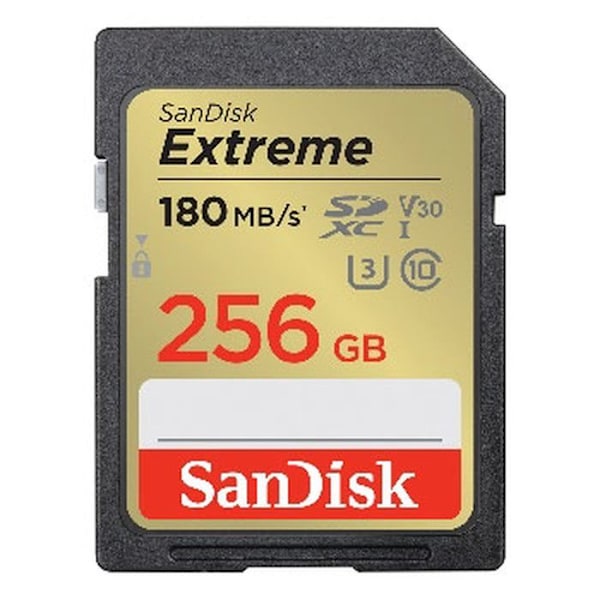 SANDISK Extreme 256GB SDXC Hukommelseskort 180MB/S 90MB/S UHS-I Klasse 10 U3 V30