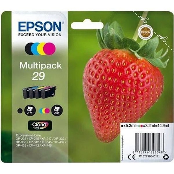 EPSON Multipack T2986 - Jordbær - Sort, Cyan, Magenta, Gul (C13T29864012)