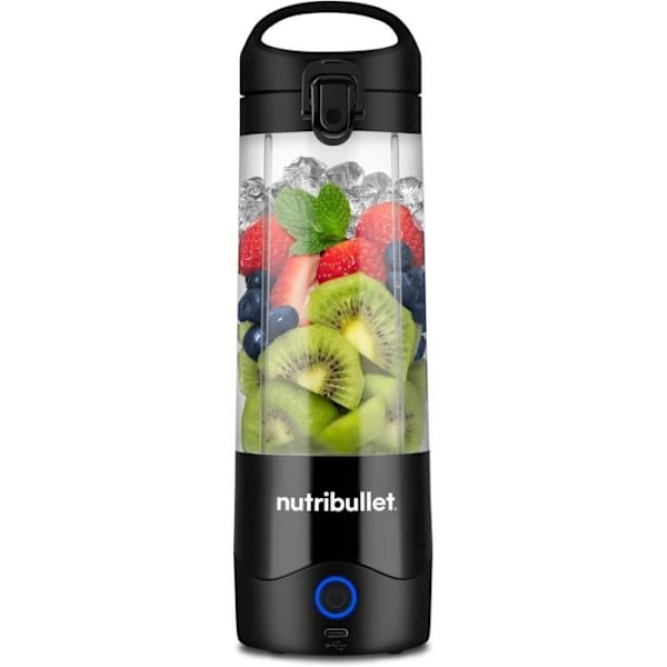 Blender Portable Nutribullet - Mini Blender med rustfrit stål 4-punkts blad - Genopladelig USB-C - 475ml Tritan uden BPA