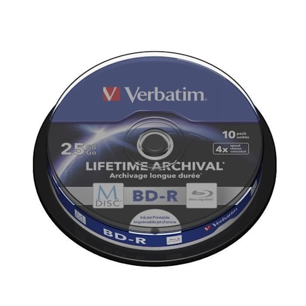 VERBATIM M-Disc 4x BD-R -levy - 25 Gt:n kapasiteetti - 10 karaa - 4x kirjoitusnopeus