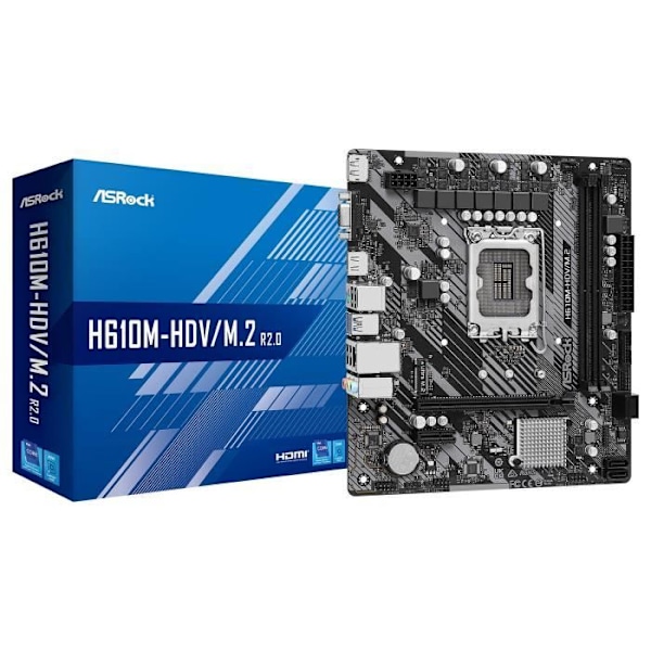 ASRock H610M-HDV-M.2 R2.0 - Micro ATX Socket 1700 Intel H610 Express moderkort - 2x DDR4 - M.2 PCIe 3.0 - USB 3.0 - PCI-Express 4.0