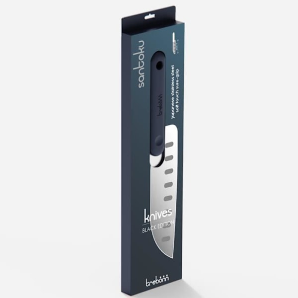 Santoku kniv inox og sort