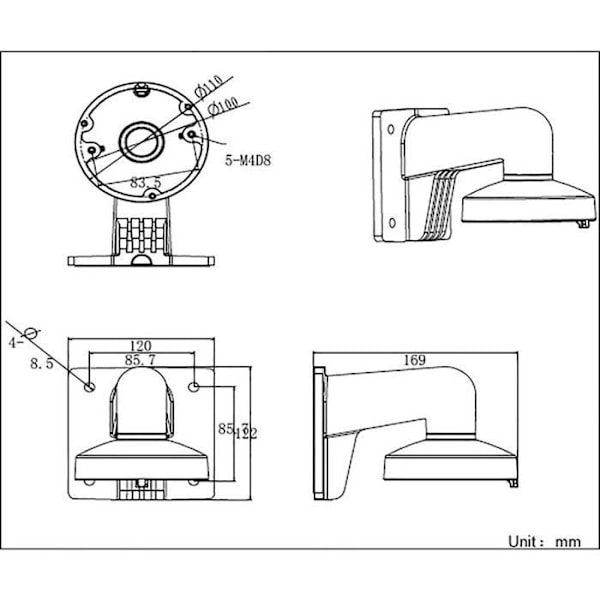 Hikvision Digital Technology DS-1272ZJ-110-TRS turvakameran asennusteline ja kotelo