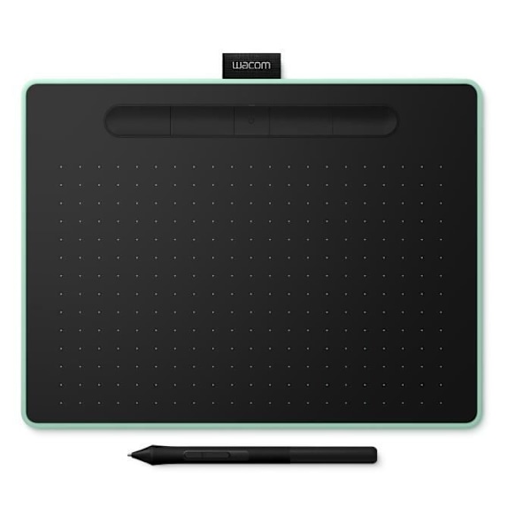 Wacom Intuos M Bluetooth, Kablet og trådløs, 216 x 135 mm, USB-Bluetooth, 7 mm, Pen, 0,25 mm Svart, Grön