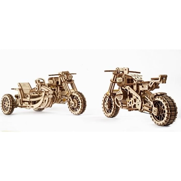 Ugears - Wooden Model Scrambler UGR-10 Motorcykel Motorcykel med sidvagn 380 delar