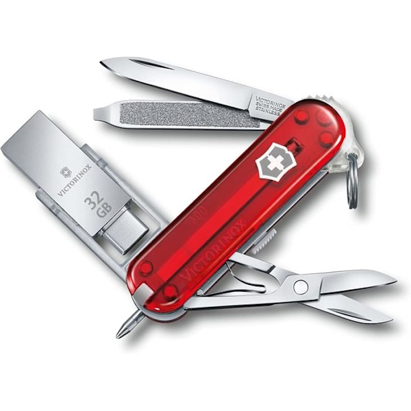P pocket knife - Victorinox - 4.6235.TG32B1 - USB 32 Go - Punainen Läpinäkyvä - 8 toimintoa Gennemsigtig rød