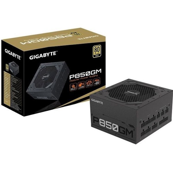 GigaByte ATX 850W 80+ guldforsyning - P850GM Sort