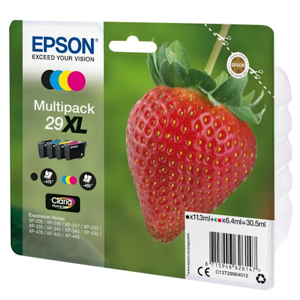 EPSON Multipack Strawberry Ink Cartridge - Sort, Cyan, Magenta, Gul (XL)