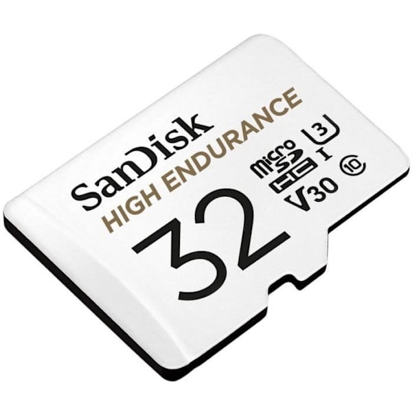 SanDisk - MicroSDHC-kort med hög uthållighet för videoövervakning + SD-adapter, 32 GB, 100MB/s läsning 40MB/s skrivning, U3, V30