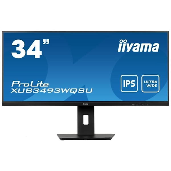 PC-skærm - IIYAMA - XUB3493WQSU-B5 - 34" UWQHD - IPS - 100Hz - 4ms - HDMI/DP - USB HUB - Justerbar fod - Sort