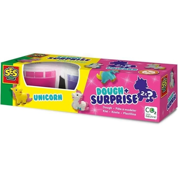 Surprise Modeling Clay Kit - SES CREATIVE - 2 yksisarvista - Neon pinkki - Purppura glitter - Sekalainen Neonrosa, lila glitter