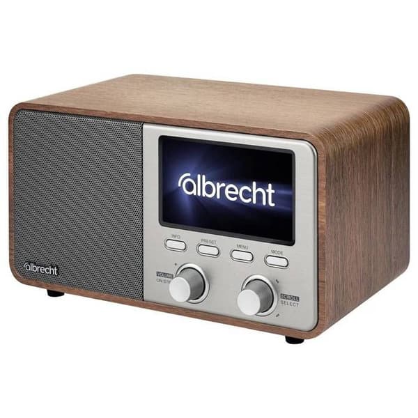 Albrecht DR 760 Bordradio DAB+, FM DAB+, AUX, Bluetooth Äkta trähus, med trähögtalarlåda,