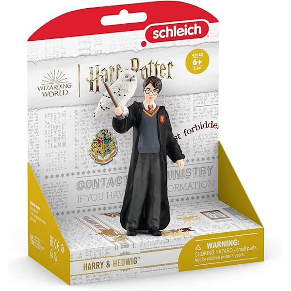 Harry ja Hedwig, hahmo Harry Potter® -universumista, 6-vuotiaille ja sitä vanhemmille lapsille, 4 x 2,5 x 10 cm - schleich 42633 WIZARDING WORLD Flerfärgad