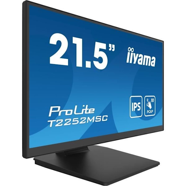 21,5' Touchscreen PCAP, IPS-panel, 10 punkter, 1920x1080, Højttalere, 1xHDMI, 1xDisplayPort, 250cd/m², 1000:1, 5ms, VESA 100x100, reduktion