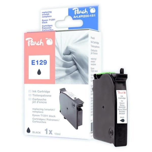 PEACH - PEACH PEACH PEIET1291 BLÆK CARTUCCIA D'Inchiostro NERO PEIET1291 PEACH PI200-151 ~ 520 SIDER PAR ALTERNATIVA 14ml EPSON T1291