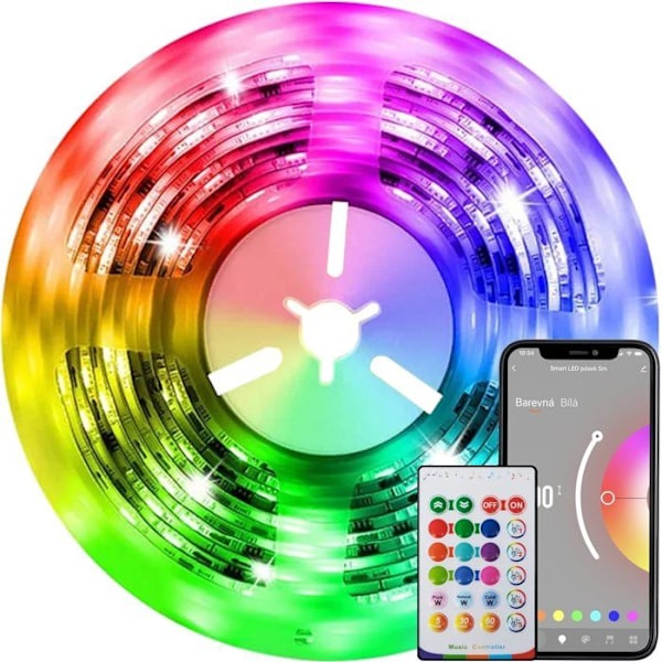 IMMAX NEO LITE Älykäs LED-nauha 5m, RGB, CCT, väri, himmennettävä, wifi, MUSIIKKI, IR-ohjain