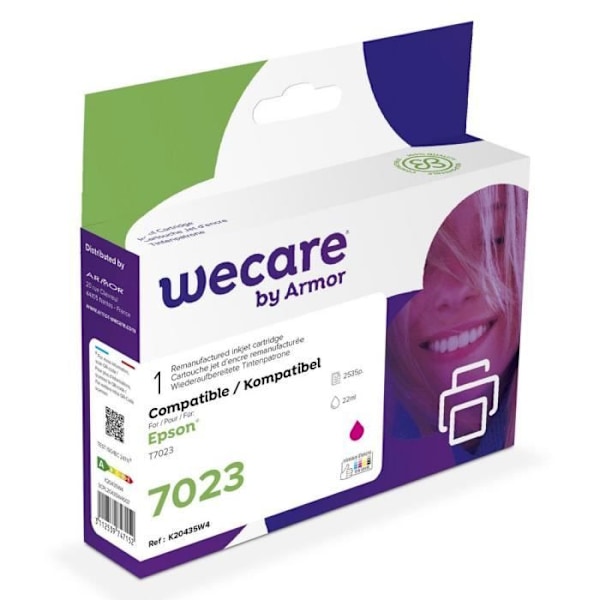 WECARE magenta blækpatron til Epson WorkForce Pro - T7023 - 22 ml