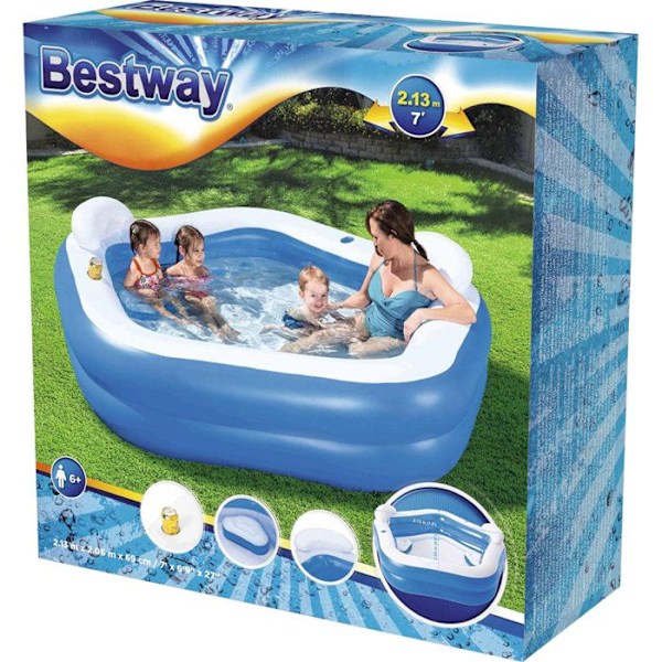 Puhallettava uima-allas - Bestway - Family Fun - 2 rengasta - 575L Blå og hvid