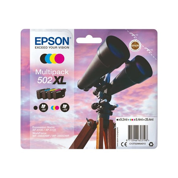 EPSON 502XL Multipack blækpatron - Pakke med 4 - XL - Sort, Gul, Cyan, Magenta