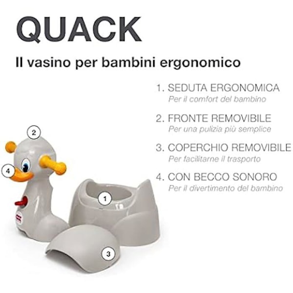 OKBABY Quack - Potty lapselle ergonomisella ankan muotoisella istuimella - Harmaa