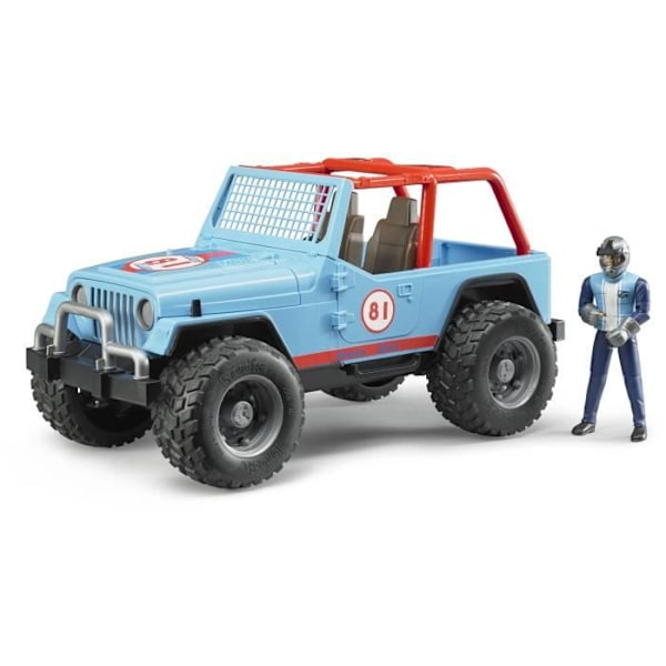Jeep Cross Country Racer - BRUDER - Blå med fører - Vægt 0,499 kg - Til drenge fra 3 år og derover Blått och rött