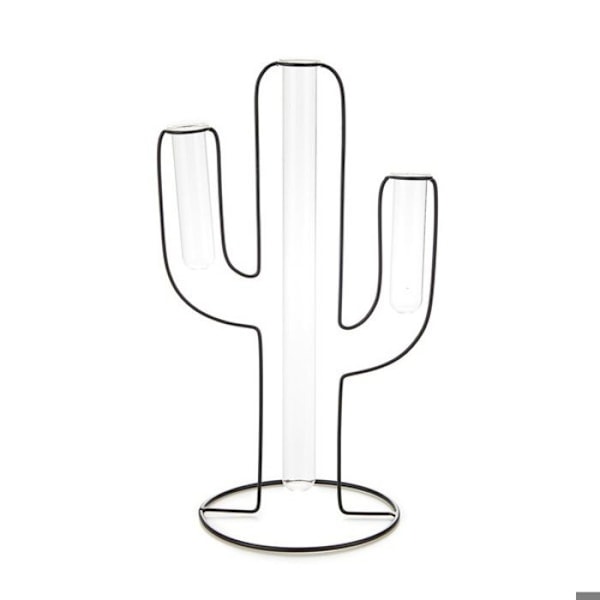 Dekorativ vase - Balvi - Kaktus Silhuet - Sort - Metal/glas - 34x20,5x14,8 cm sort