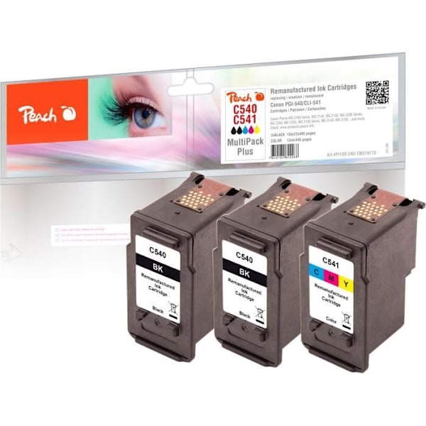 Peach blækpatron 0F319170 - Sort, Cyan, Magenta, Gul - Pakke med 3 - 13 ml - op til 405 sider