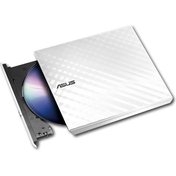 Asus SDRW-08D2S-U 8x Slim White USB 2.0 ekstern DVD-brænder med diskkryptering og træk-og-brænd Hvid