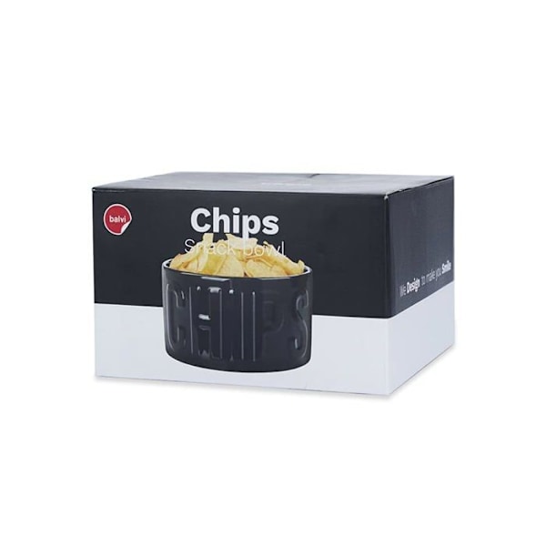 Balvi Bowl - 27661 - Chips Aperitiivitarjotin Väri Musta Alkuperäinen ja tyylikäs kulho 1L Keraaminen 8,5x15x15 cm