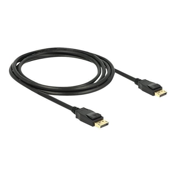 DELOCK DisplayPort-kabel - 2m - Låst - Tredobbelt skærmet - Guldbelagt stik sort