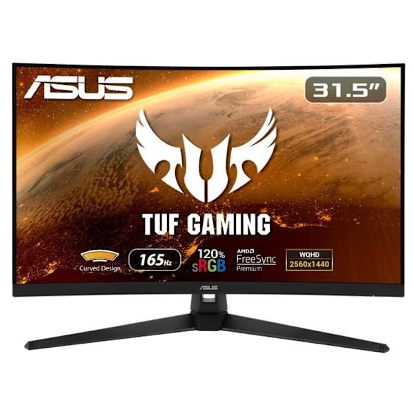 ASUS TUF VG32VQ1BR Gaming PC Monitor - 31,5" - VA Curved - WQHD (2560x1440) - 1ms MPRT - 165Hz - Freesync Premium - HDMI/DP - Svart