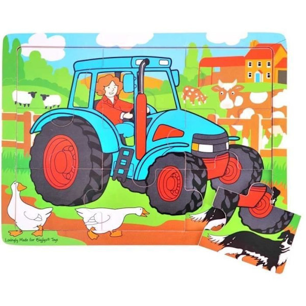 Bigjigs Tractor træpuslespil - 9 brikker - Flerfarvet - For børn fra 2 år og opefter Flerfarvet