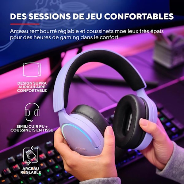 Gaming Headset - Trust Gaming - GXT 490P Fayzo - 7.1 Surround Sound - RGB-belysning - Støjreducerende mikrofon