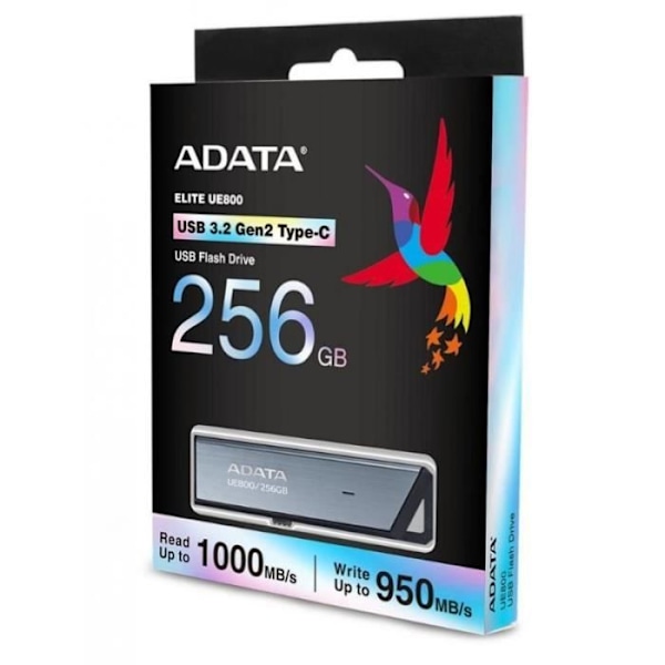 Pendrive - Adata - Elite UE800 - 256GB - USB 3.2 Gen2 - USB Type-C Sølv