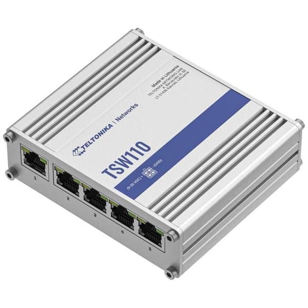 Ethernet-switch - JSC Teltonika - TSW110 - Robust aluminium - 5 Gigabit-portar - 9-30 V